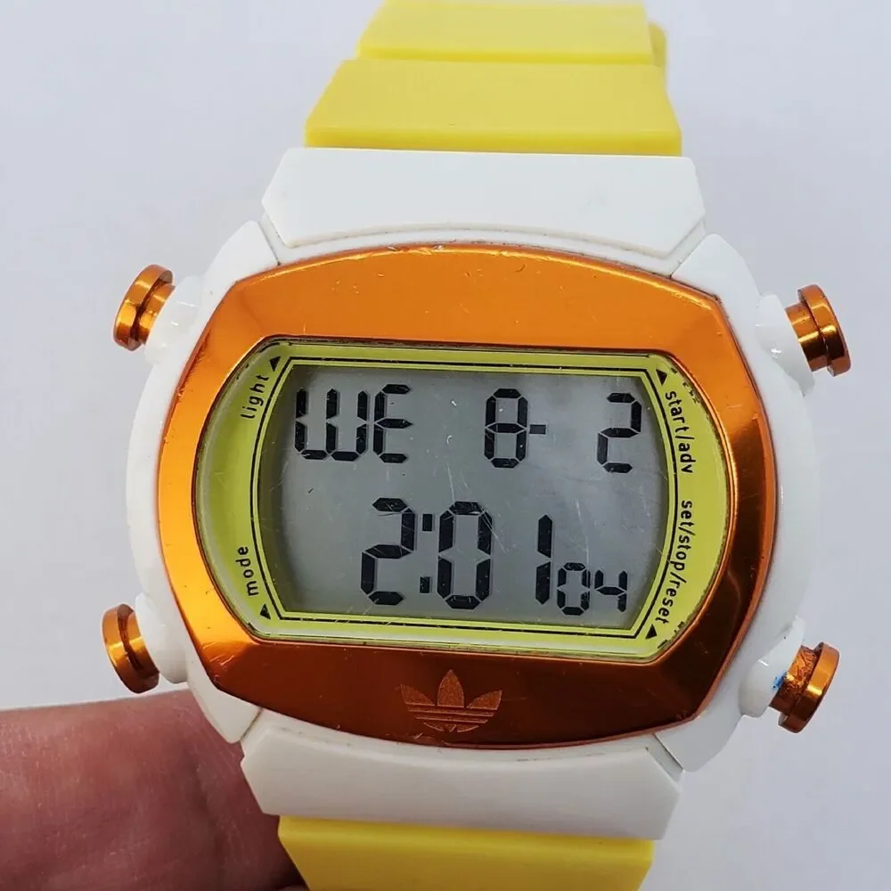 Adidas Originals 44MM Men Digital Watch Multicolor Case Yellow Bands New Battery